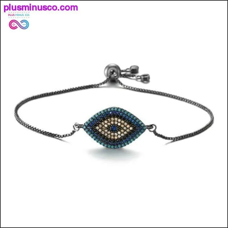 Trendy Gold Evil Eye Bracelet Pave CZ Blue Gold Chain