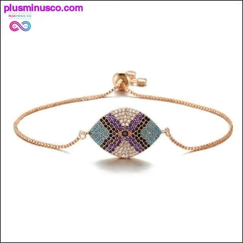 Trendy Gold Evil Eye Bracelet Pave CZ Blue Gold Chain
