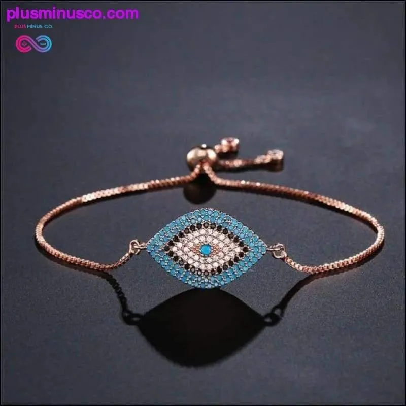 Trendy Gold Evil Eye Bracelet Pave CZ Blue Gold Chain