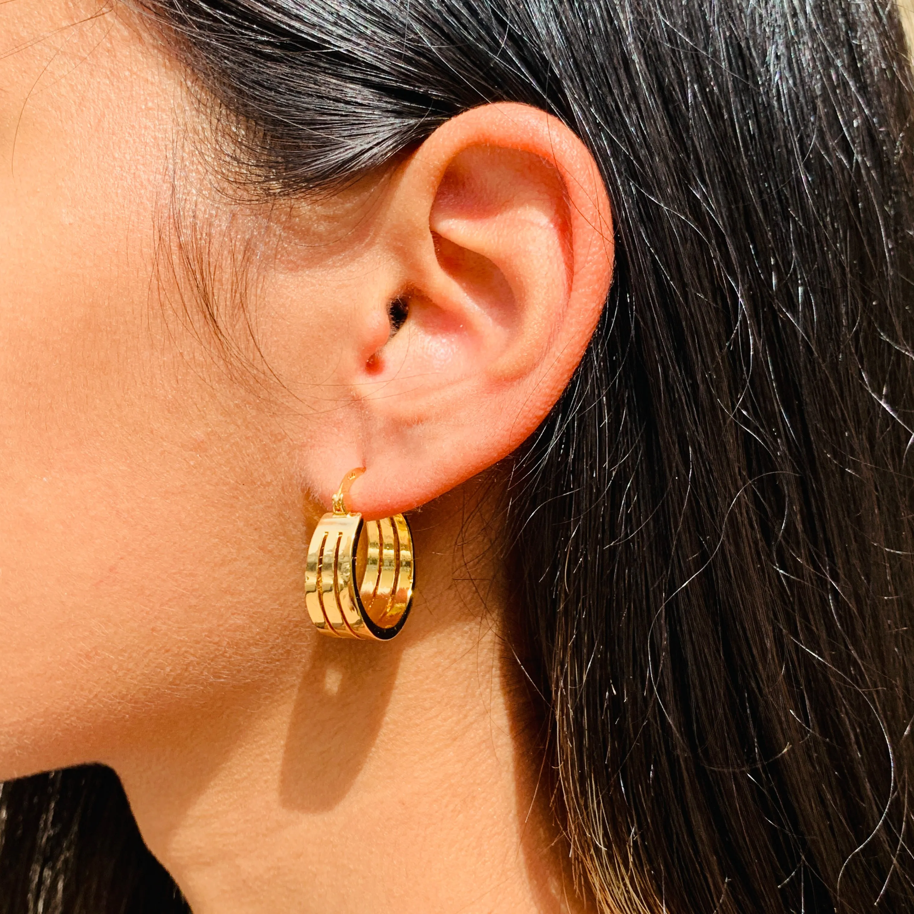 Triple Etched Hoops