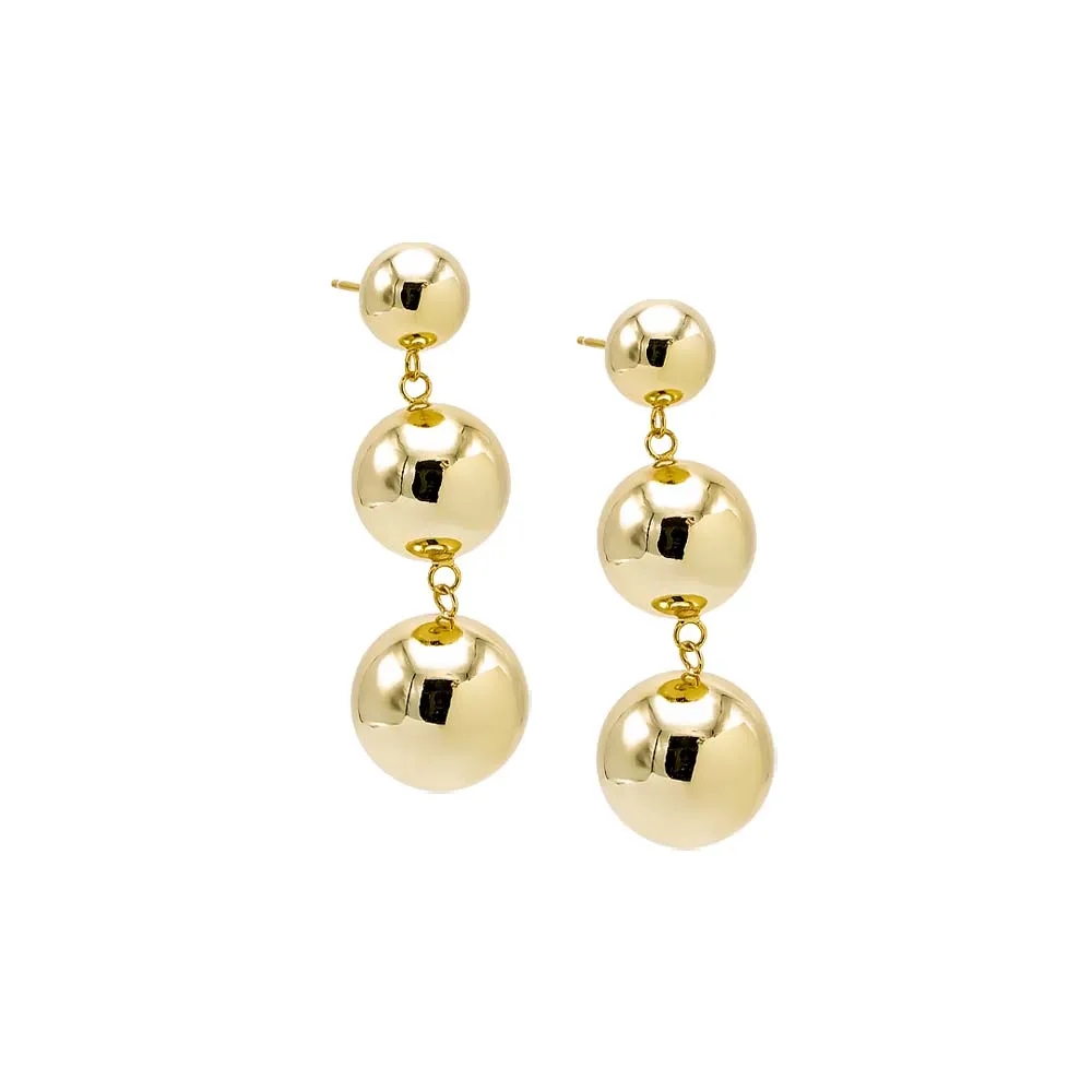 Triple Graduated Ball Drop Stud Earring