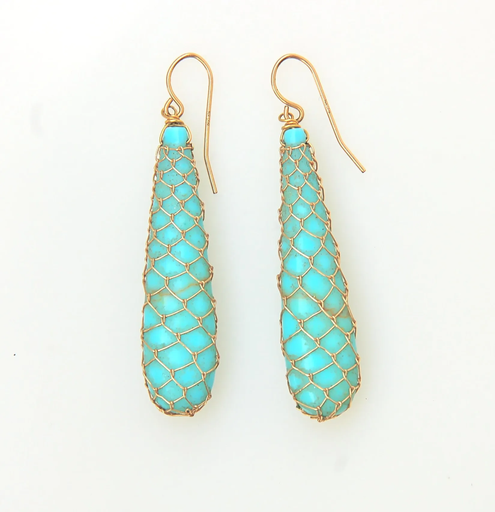 Turquoise Fishnet Drop Earring