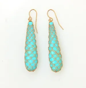 Turquoise Fishnet Drop Earring