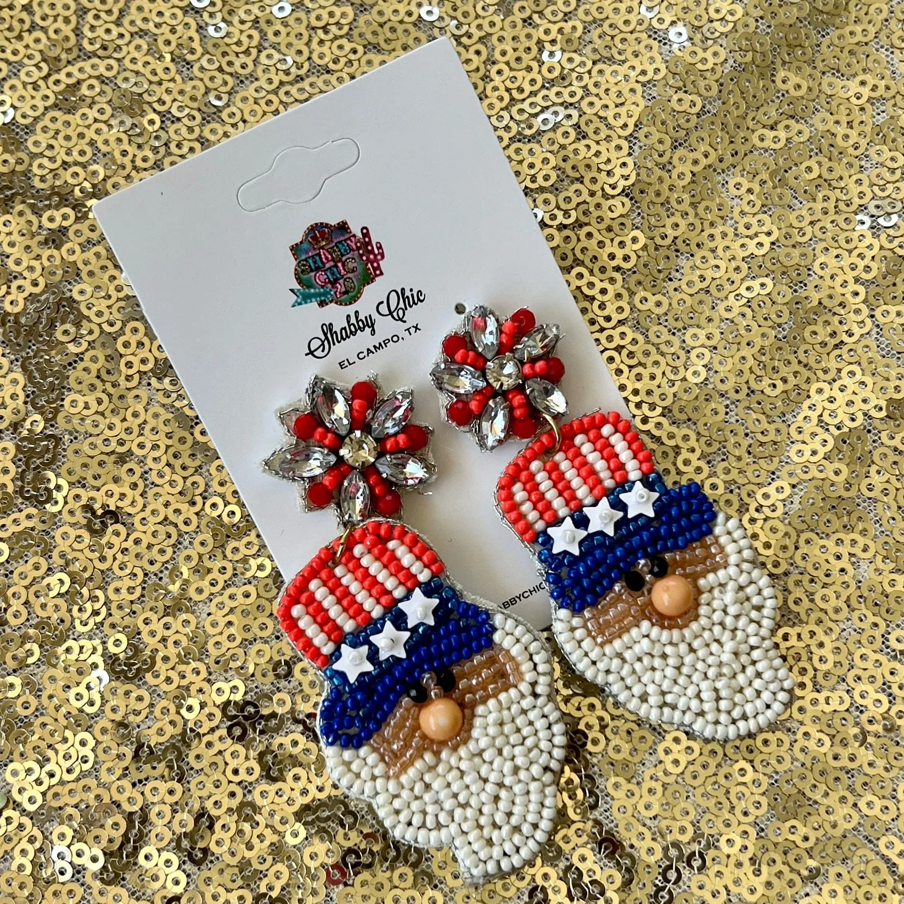 Uncle Sam Beaded Earrings
