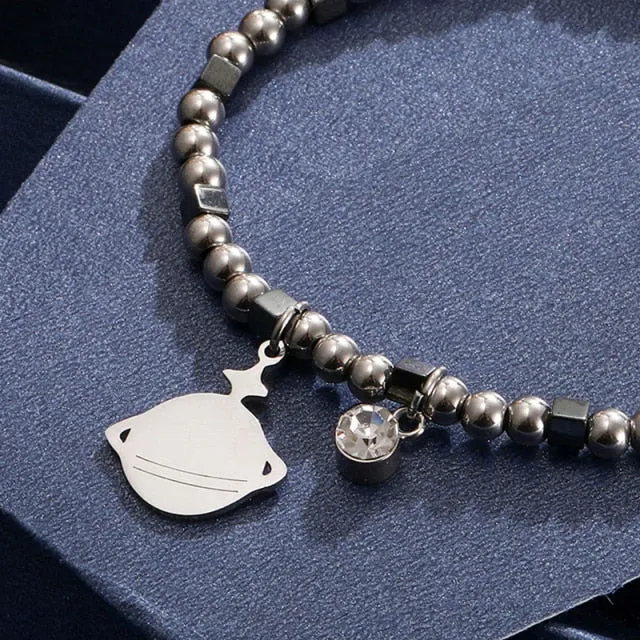 Unique Rhinestone Silver Bracelet Minimalism Clover For Women Jewelry
