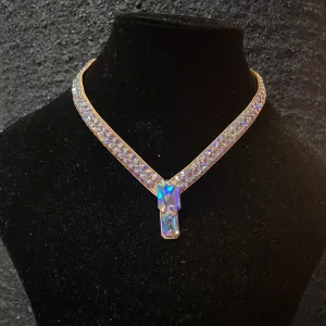 V Necklace with 2 stone Drop