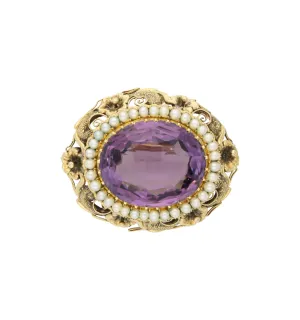 Victorian amethyst and pearl brooch