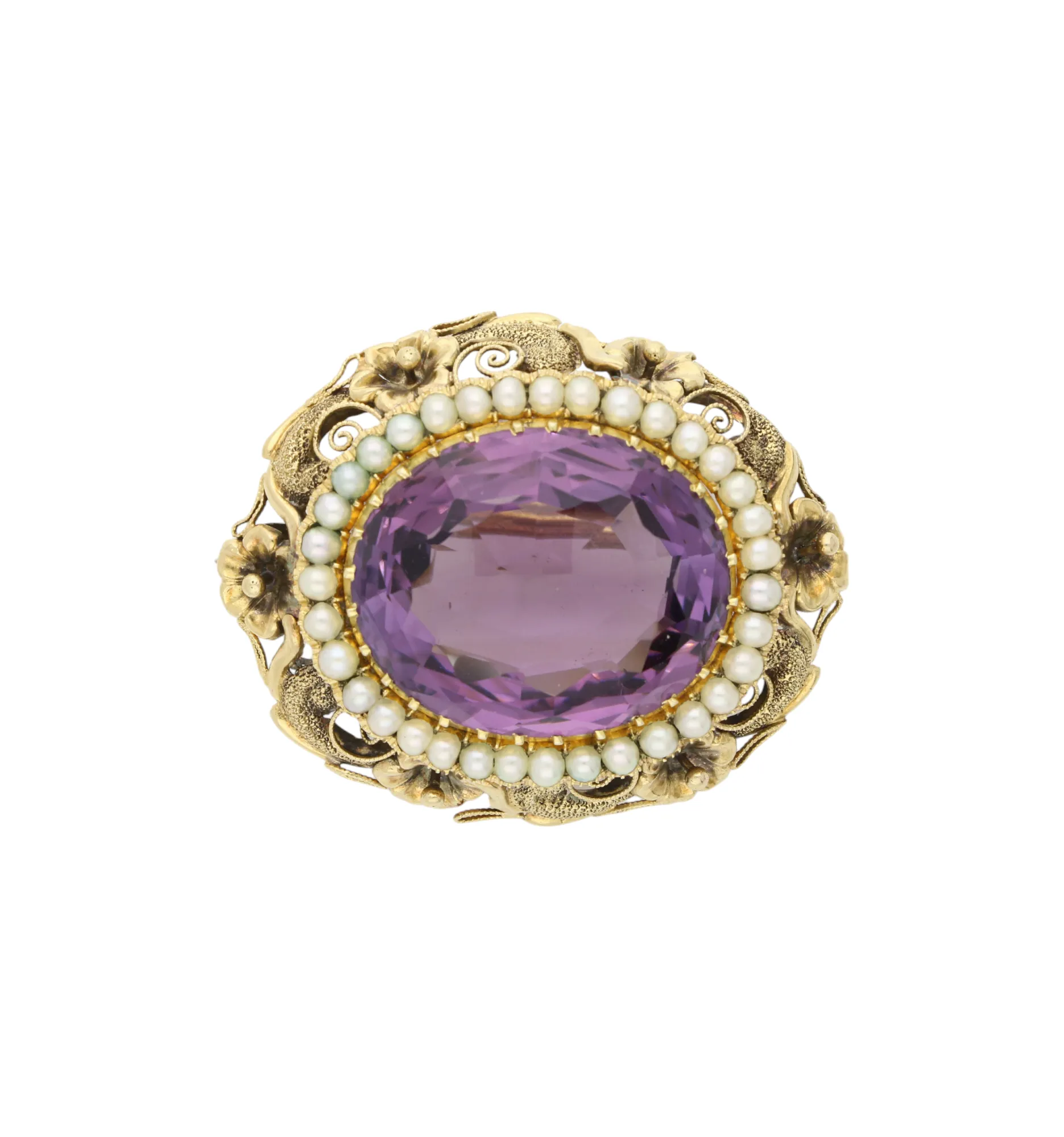 Victorian amethyst and pearl brooch