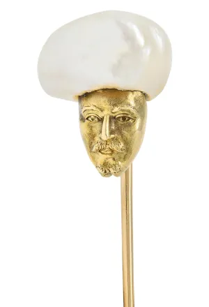 Victorian Baroque Pearl 14 Karat Yellow Gold Sultan Antique Stickpin