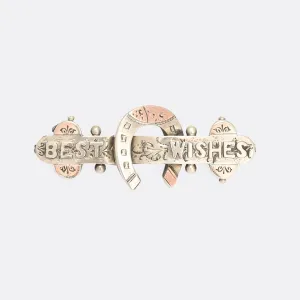 Victorian BEST WISHES Good Luck Brooch