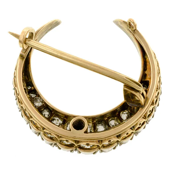 Victorian Diamond Crescent Pin