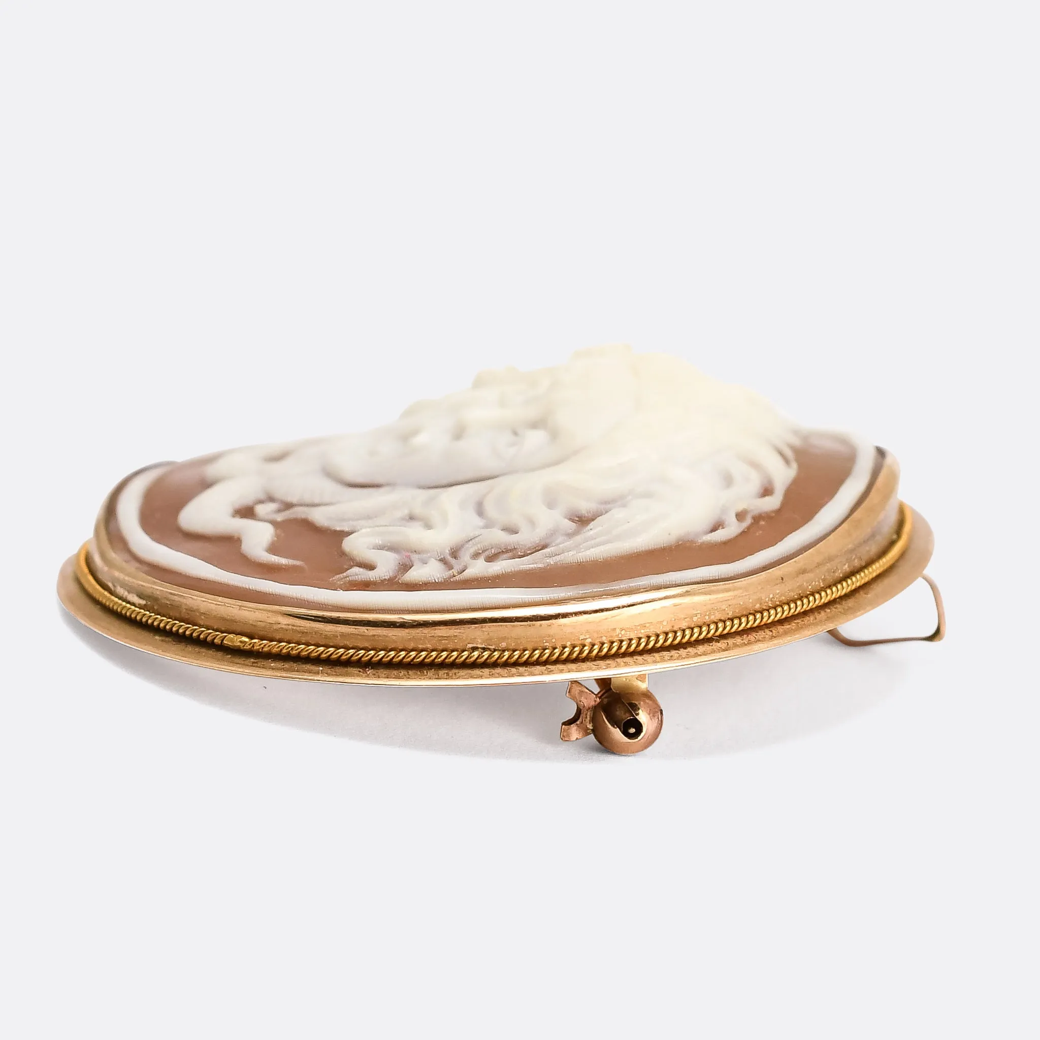 Victorian Revival "Medusa the Gorgon" Shell Cameo Brooch