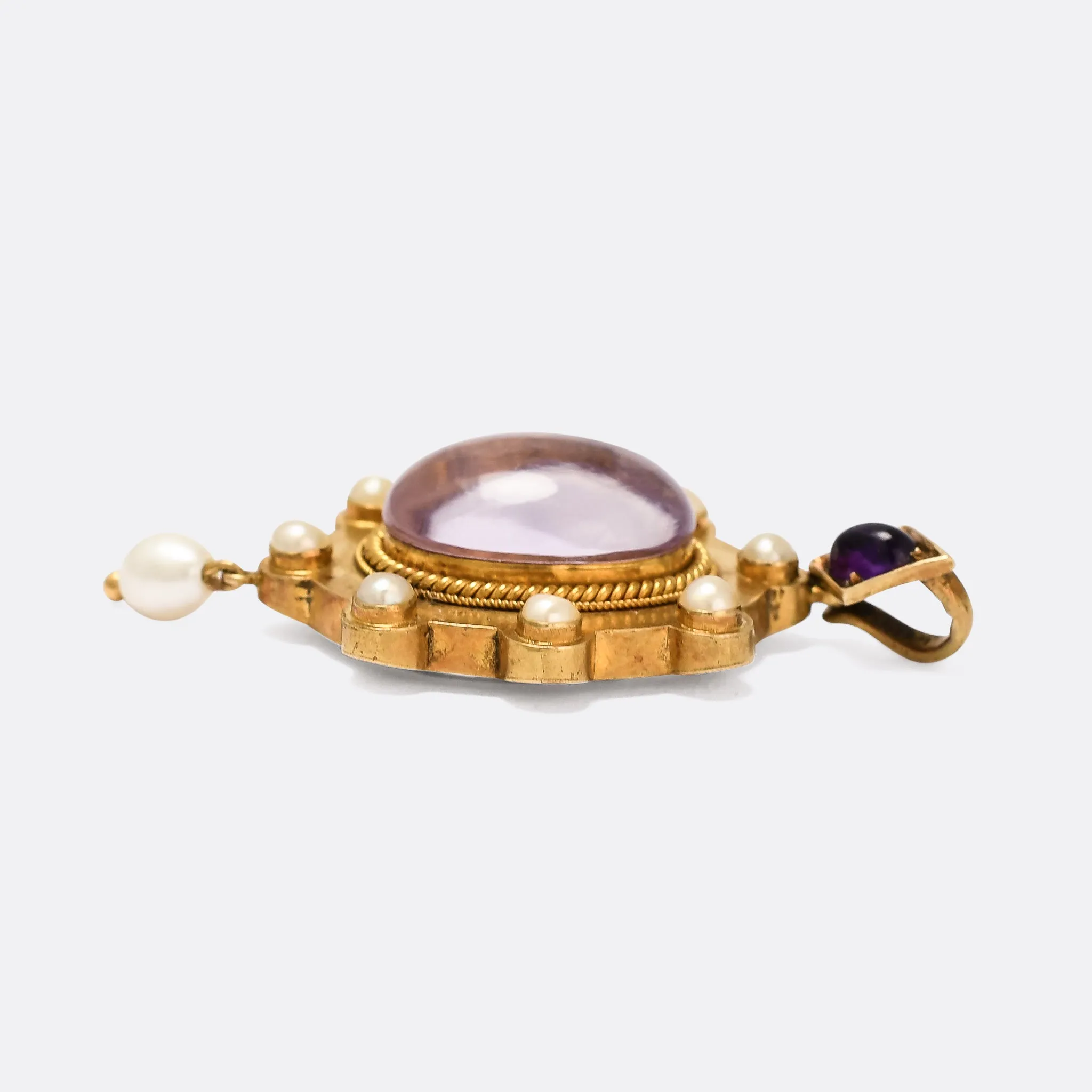 Victorian Rock Crystal & Pearl "Pool Of Light" Locket