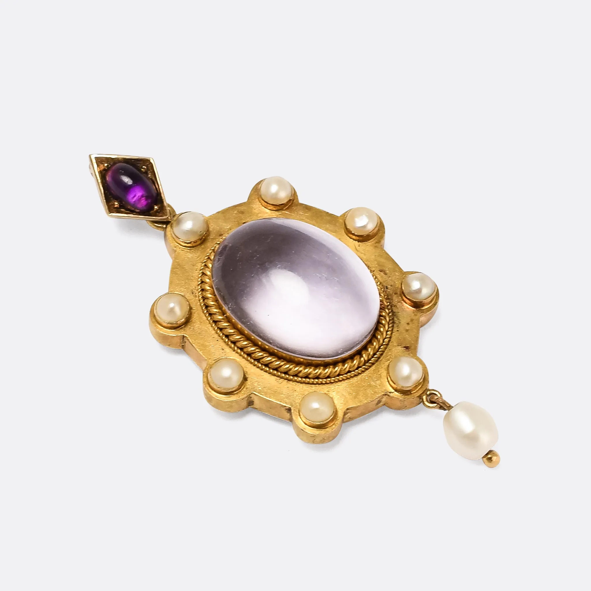 Victorian Rock Crystal & Pearl "Pool Of Light" Locket