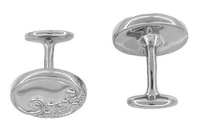 Victorian Scrolls and Fleur-de-Lis Engravable Cufflinks in Sterling Silver