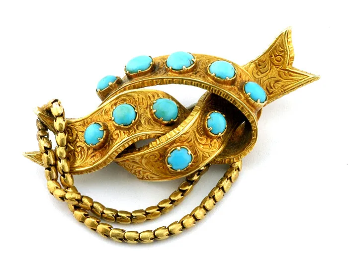 Victorian Turquoise Cabochon Knot Pin