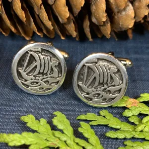 Viking Ship Pewter Cuff Links