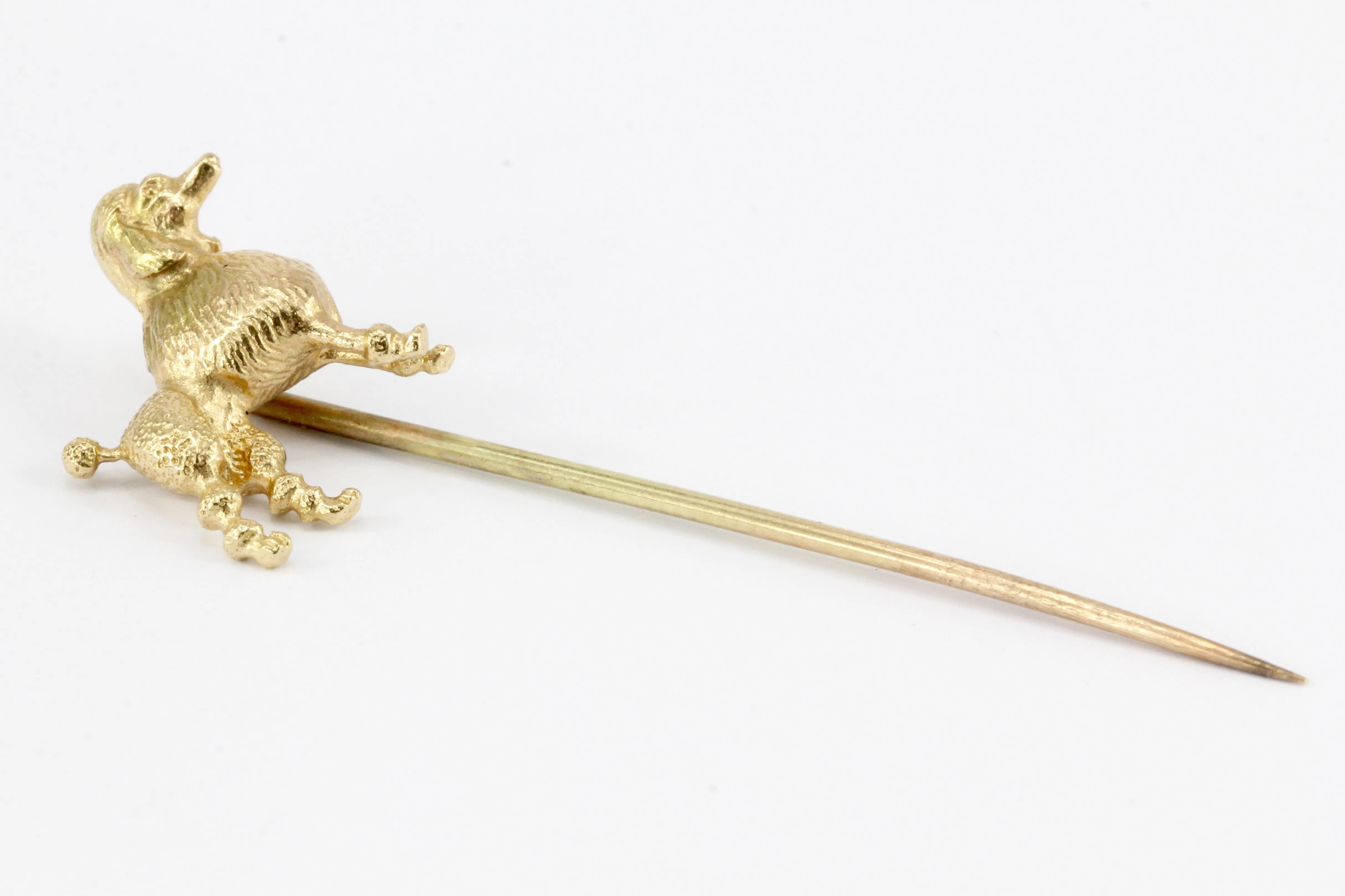 Vintage 14K Yellow Gold Poodle Dog Stick Pin