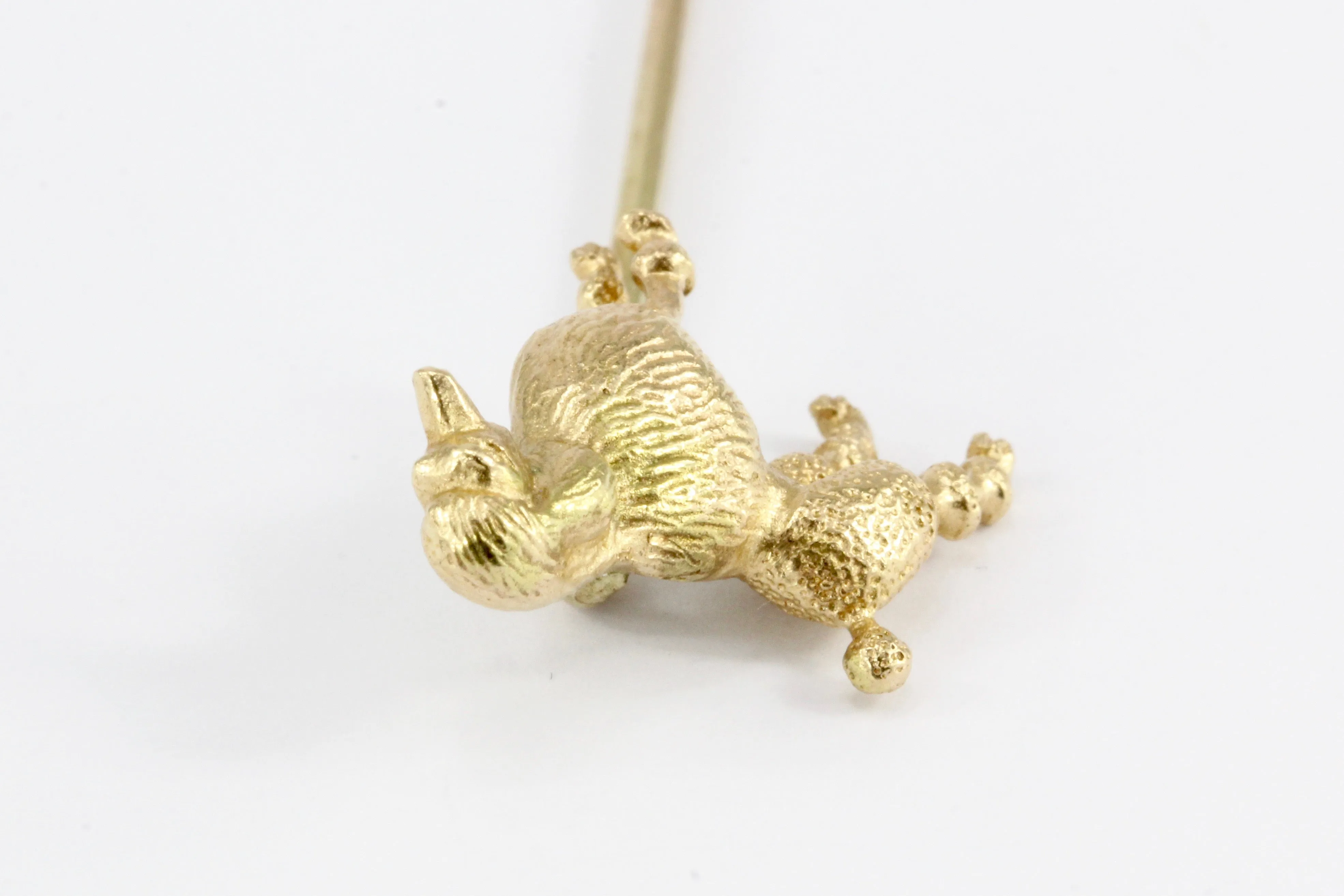 Vintage 14K Yellow Gold Poodle Dog Stick Pin