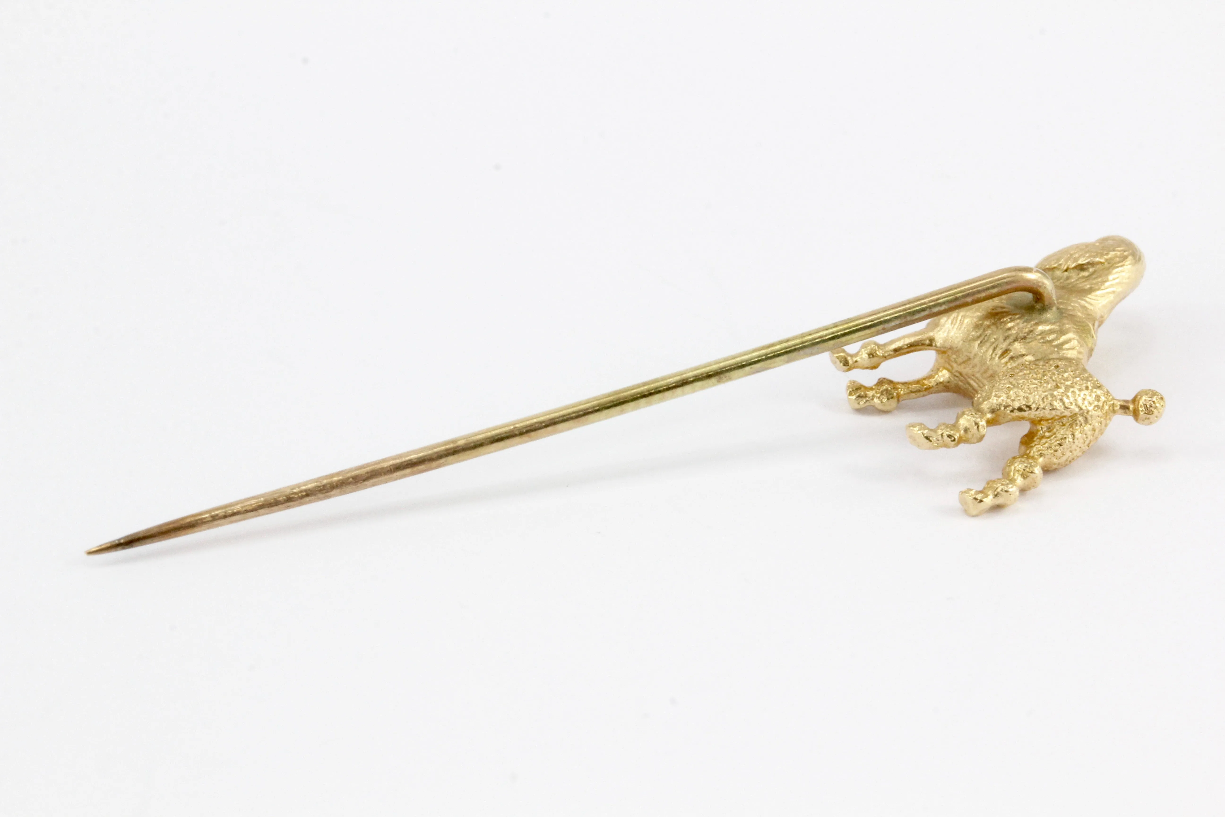 Vintage 14K Yellow Gold Poodle Dog Stick Pin