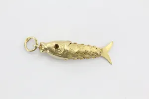 Vintage 18K Gold Reticulated Fish Charm