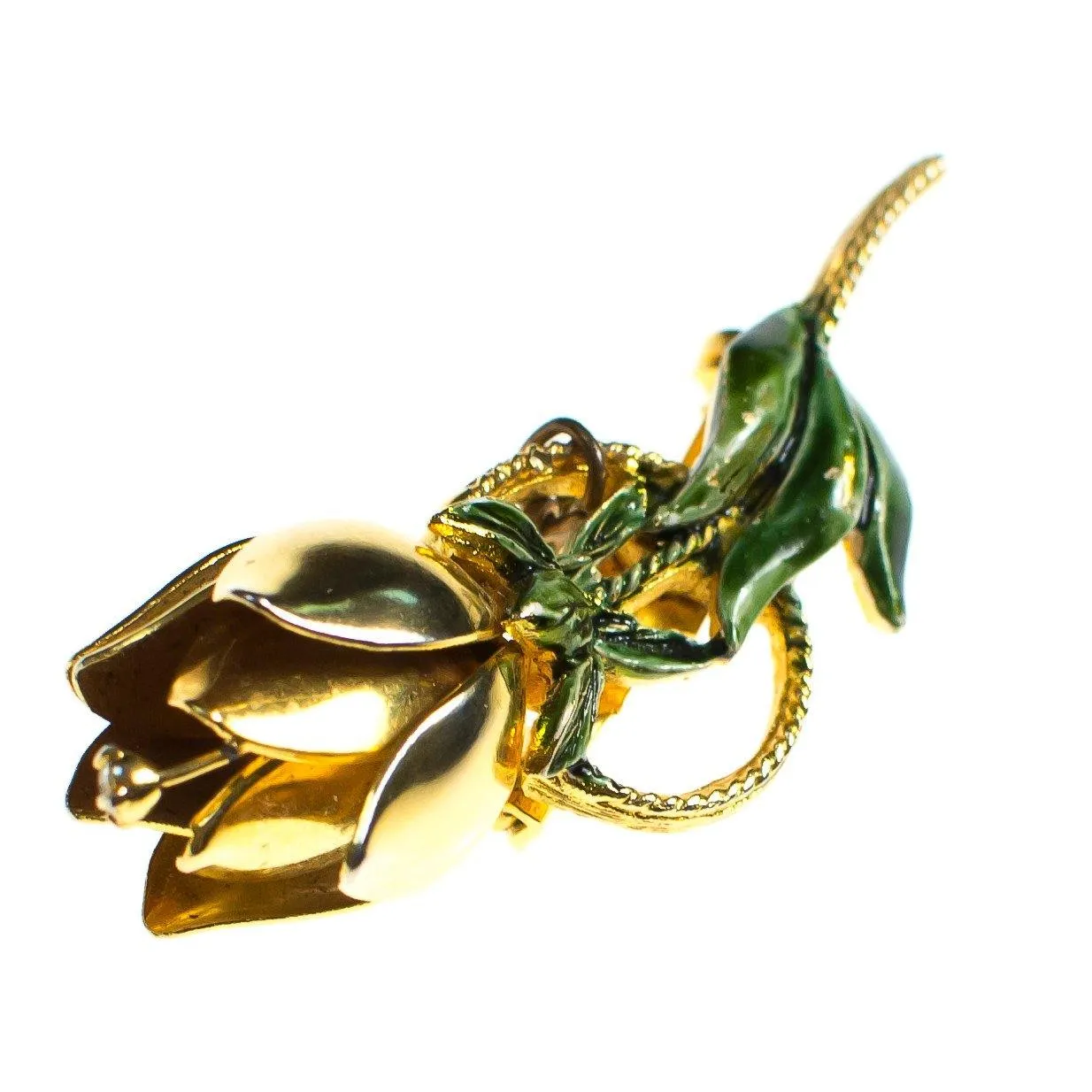 Vintage 1940s Gilt Flower Brooch with Trembler Rhinestone Center