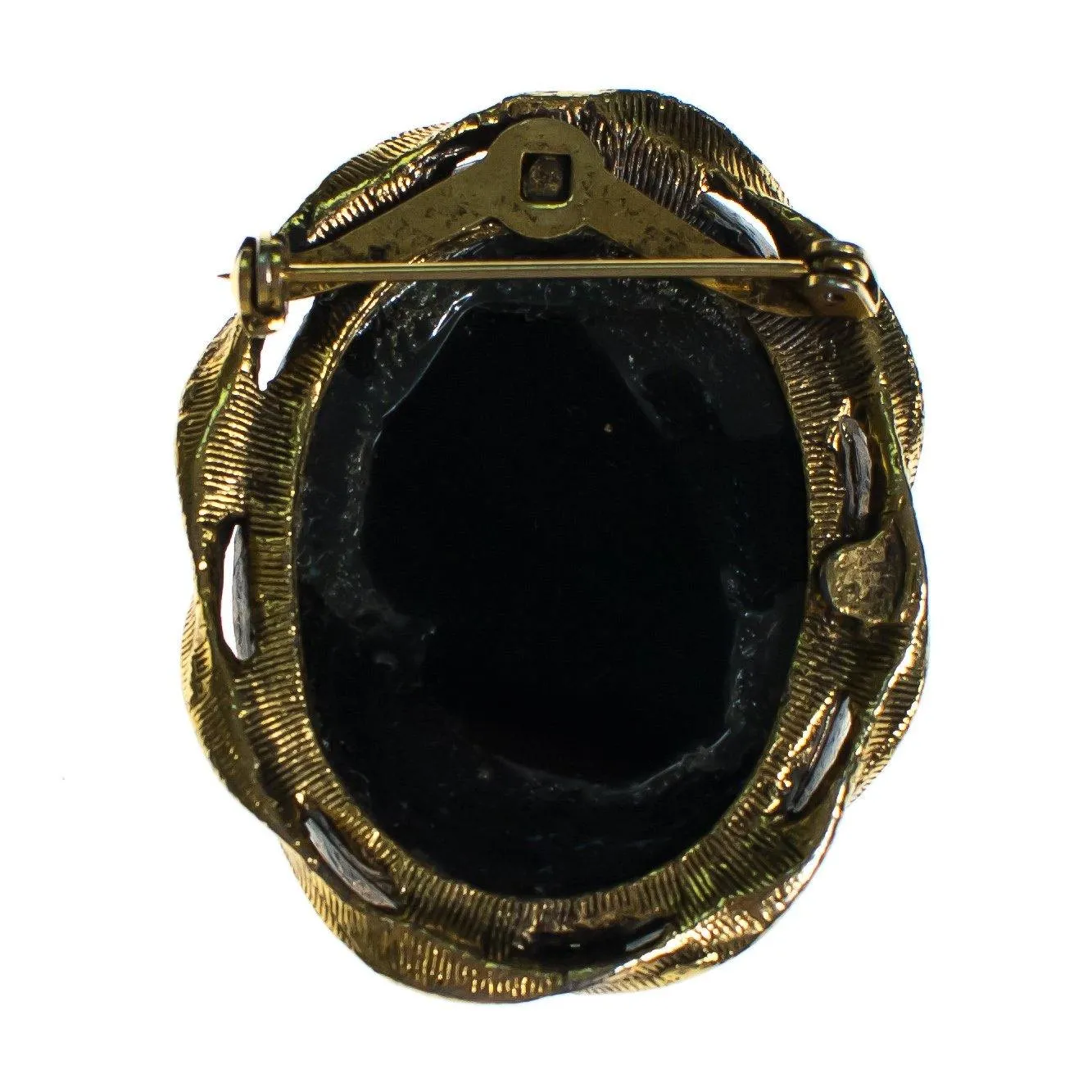 Vintage Blue Aurora Borealis Rose Cameo Brooch