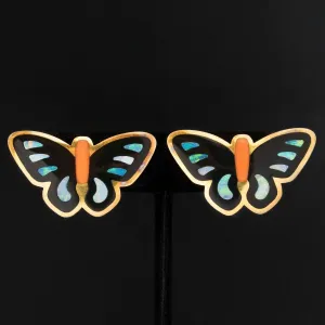 Vintage Coral & Enamel Butterfly Earrings by Angela Cummings for Tiffany & Co.