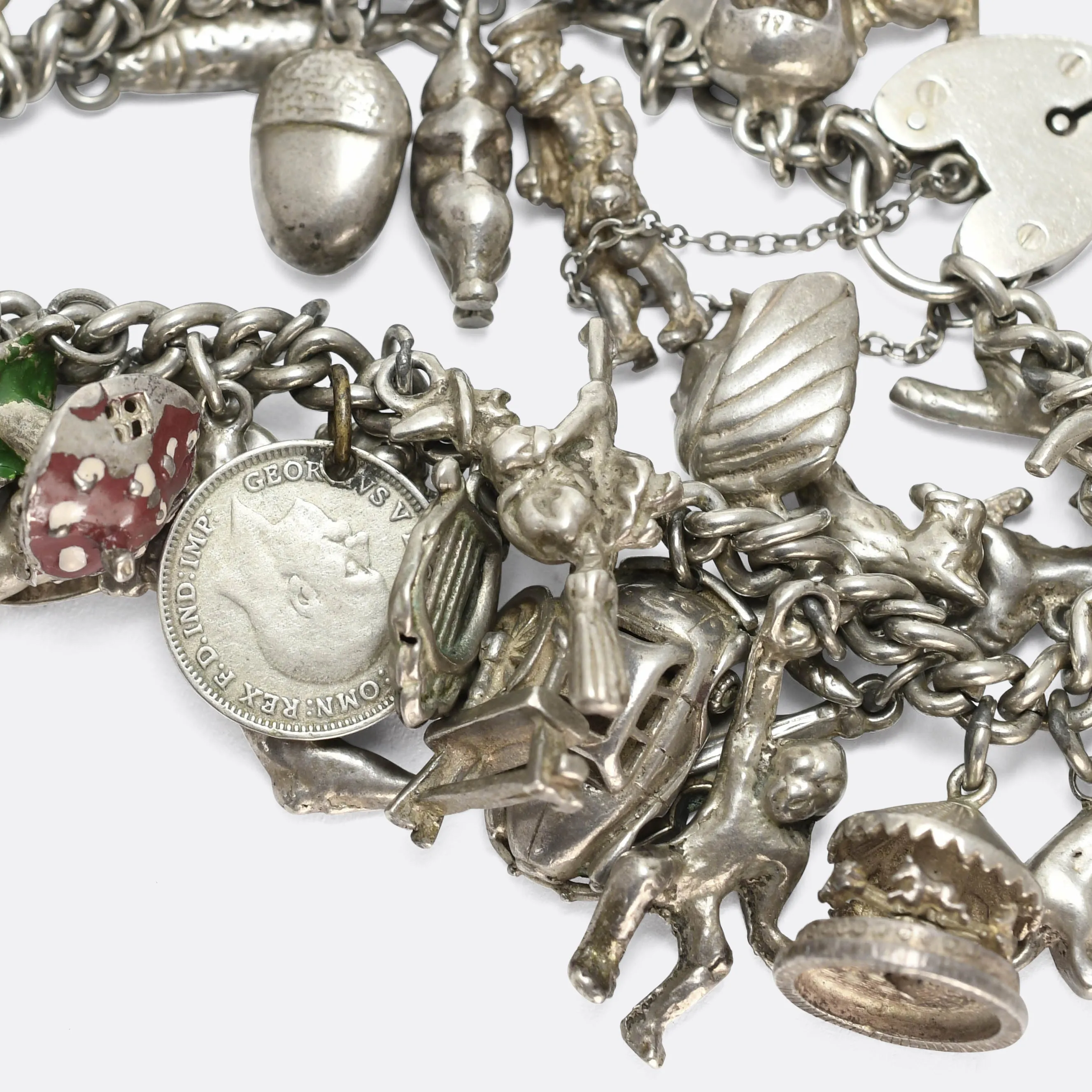 Vintage Fully Loaded Silver Charm Bracelet