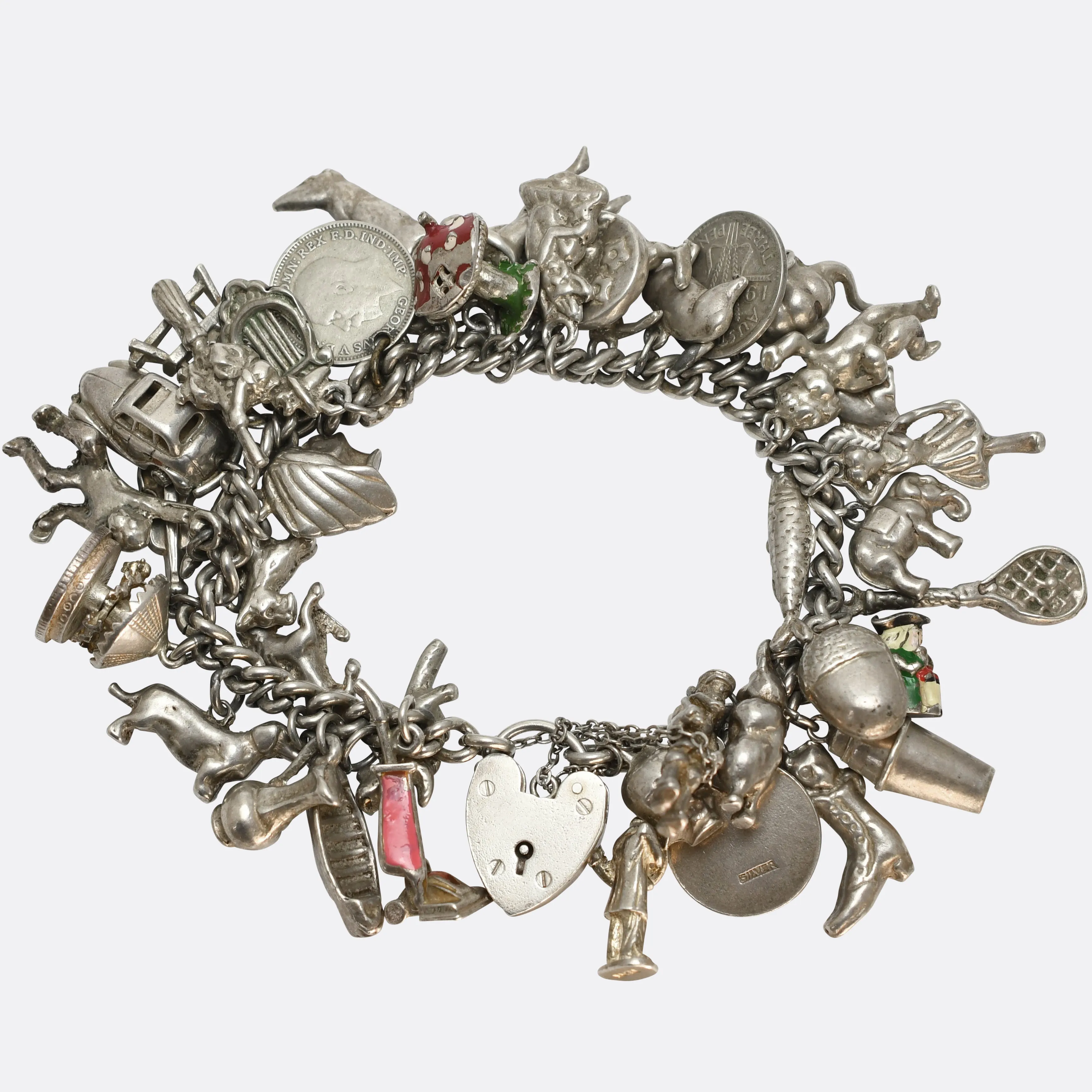 Vintage Fully Loaded Silver Charm Bracelet