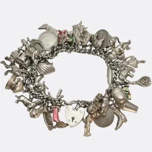 Vintage Fully Loaded Silver Charm Bracelet