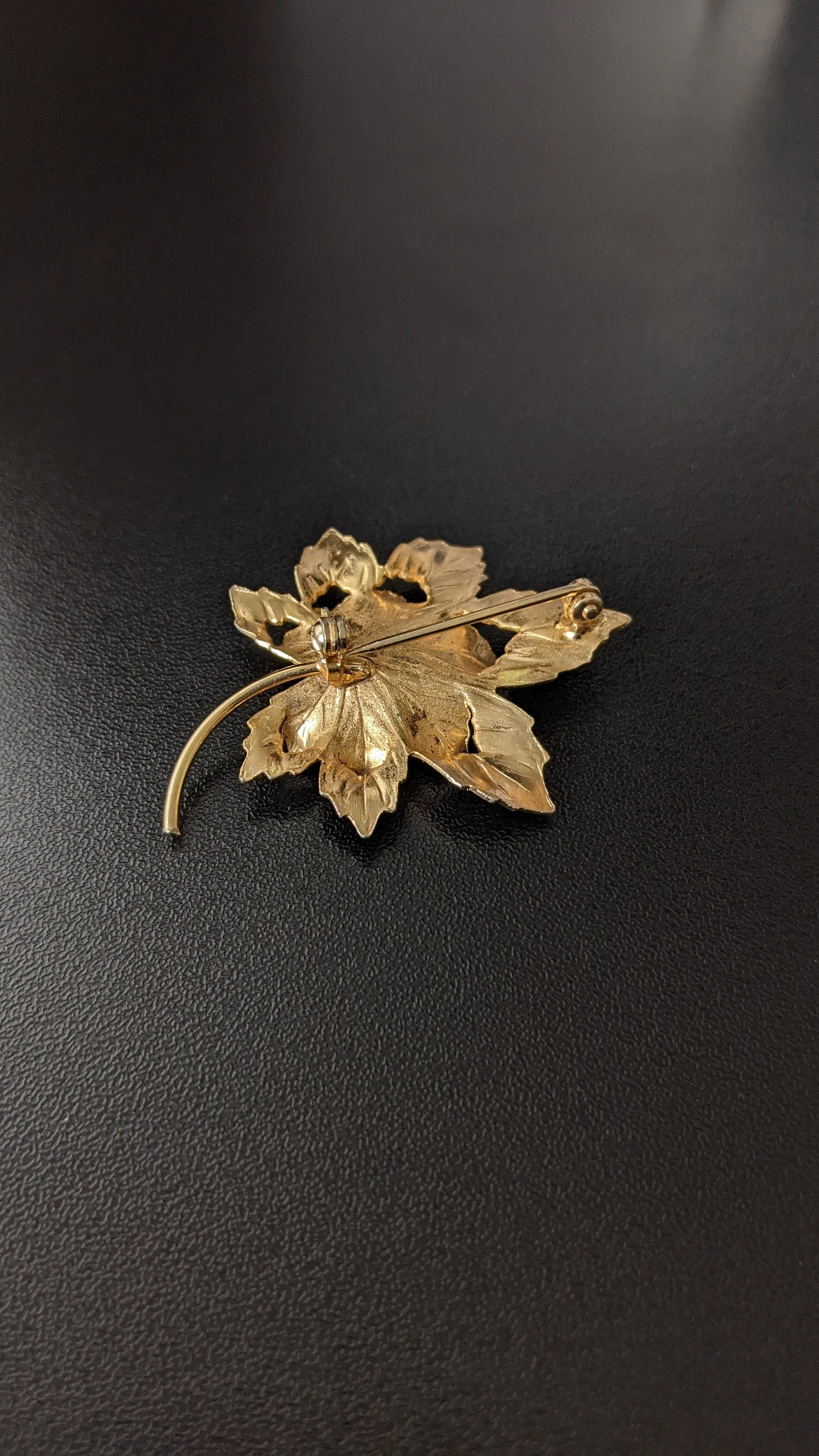 Vintage Gold Plated Maple Leaf Brooch, Botanical Autumn Leaves Pin