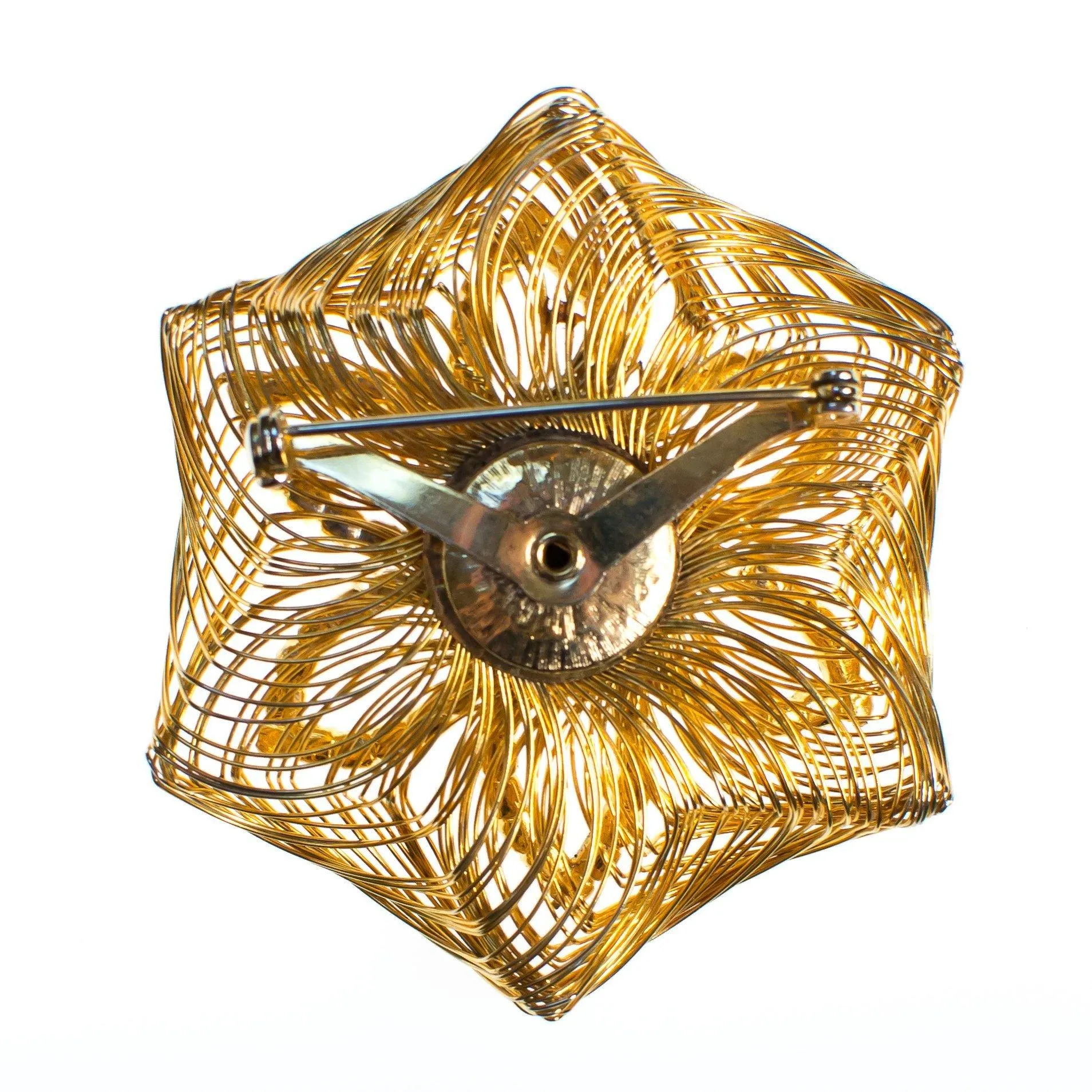 Vintage Gold Wired Crystal Rhinestone Flower Brooch