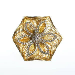 Vintage Gold Wired Crystal Rhinestone Flower Brooch
