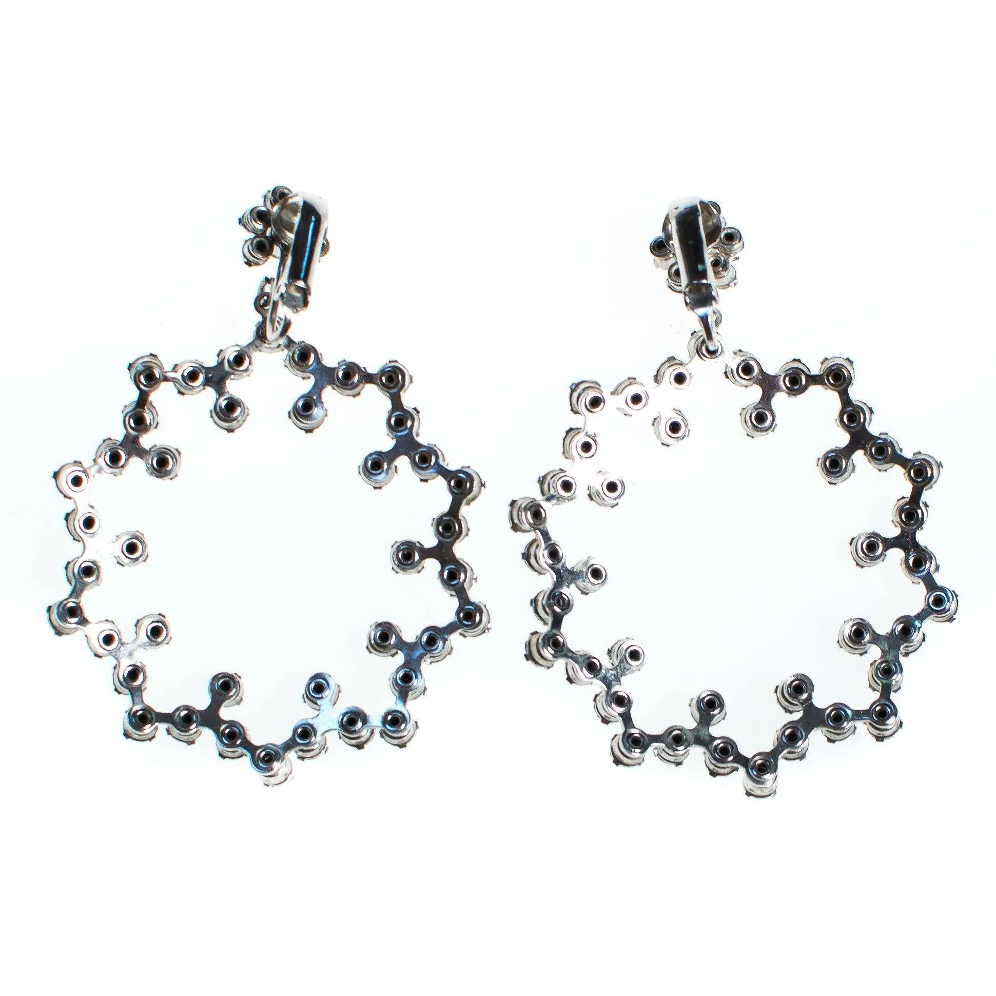 Vintage Huge Rhinestone Doorknocker Statement Earrings, Diamante Crystals, Dangle, Statement Earrings, Silver Tone Setting, Clip-on