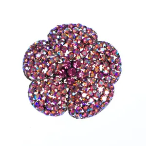 Vintage Large Pink Rhinestone Flower Brooch