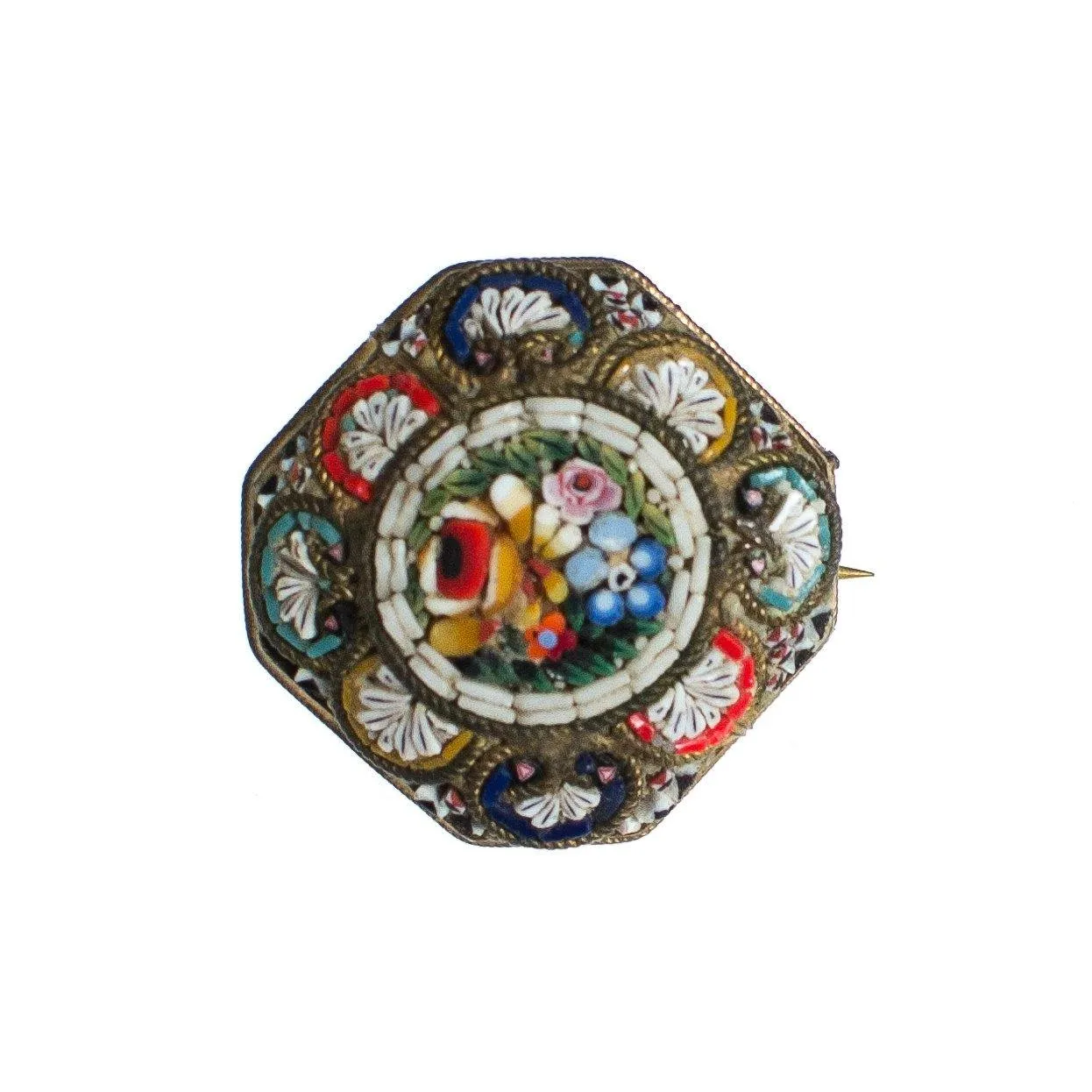 Vintage Mosaic Flower Brooch, Rainbow Flowers, Brooches and Pins, Made in Italy