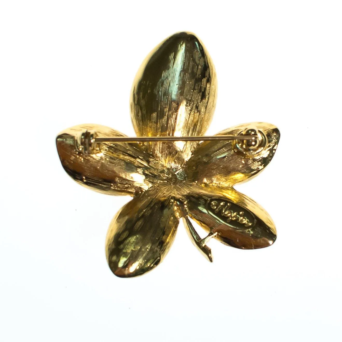 Vintage Napier Flower Brooch, Faux Pearl, Gold Tone Setting, Brooches and Pins