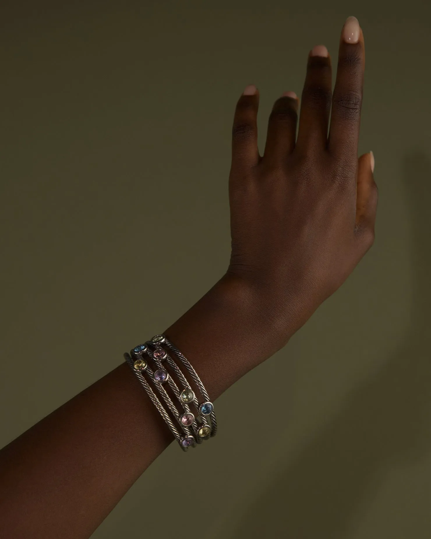 VINTAGE PASTEL RHINESTONE CABLE CUFF