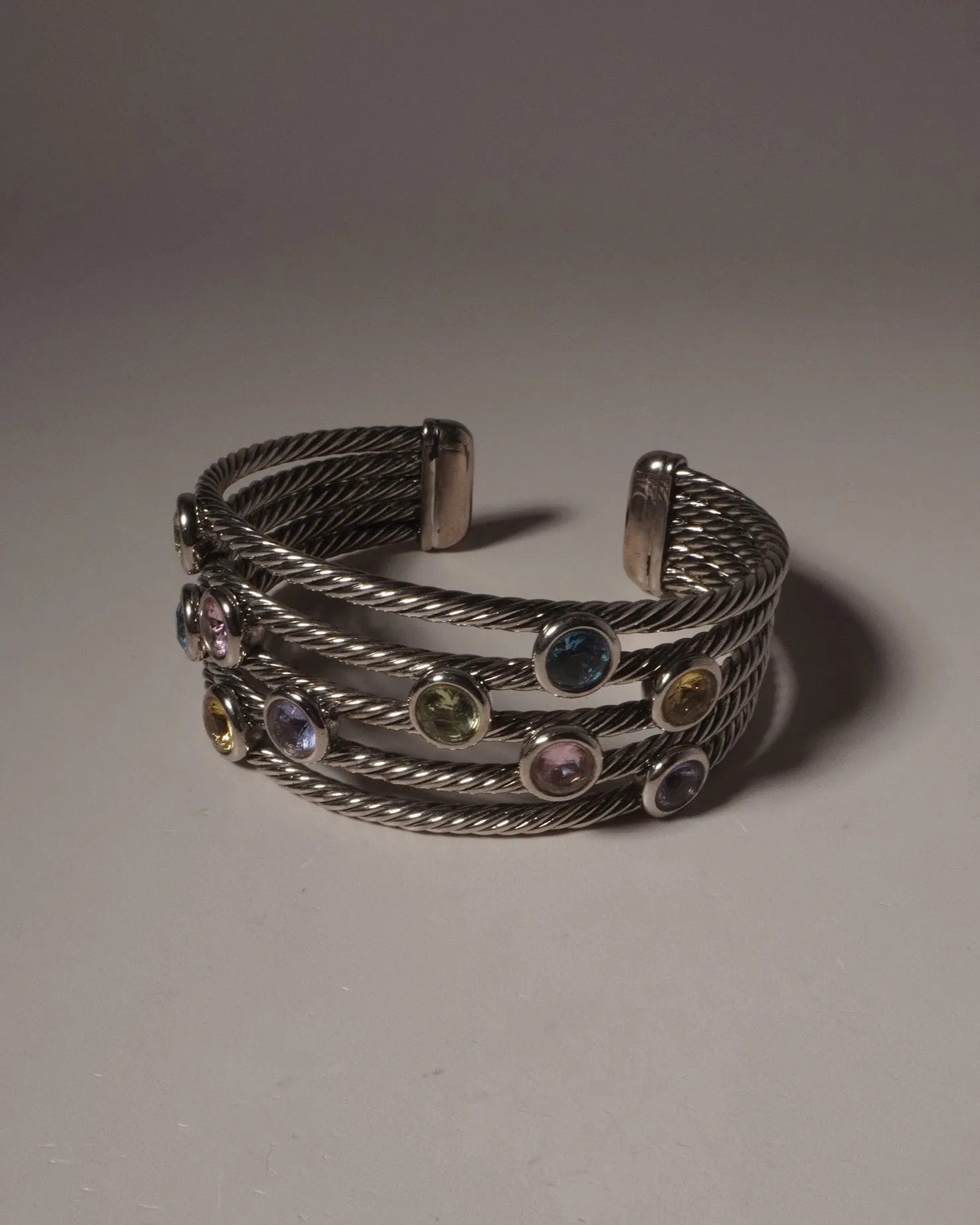 VINTAGE PASTEL RHINESTONE CABLE CUFF