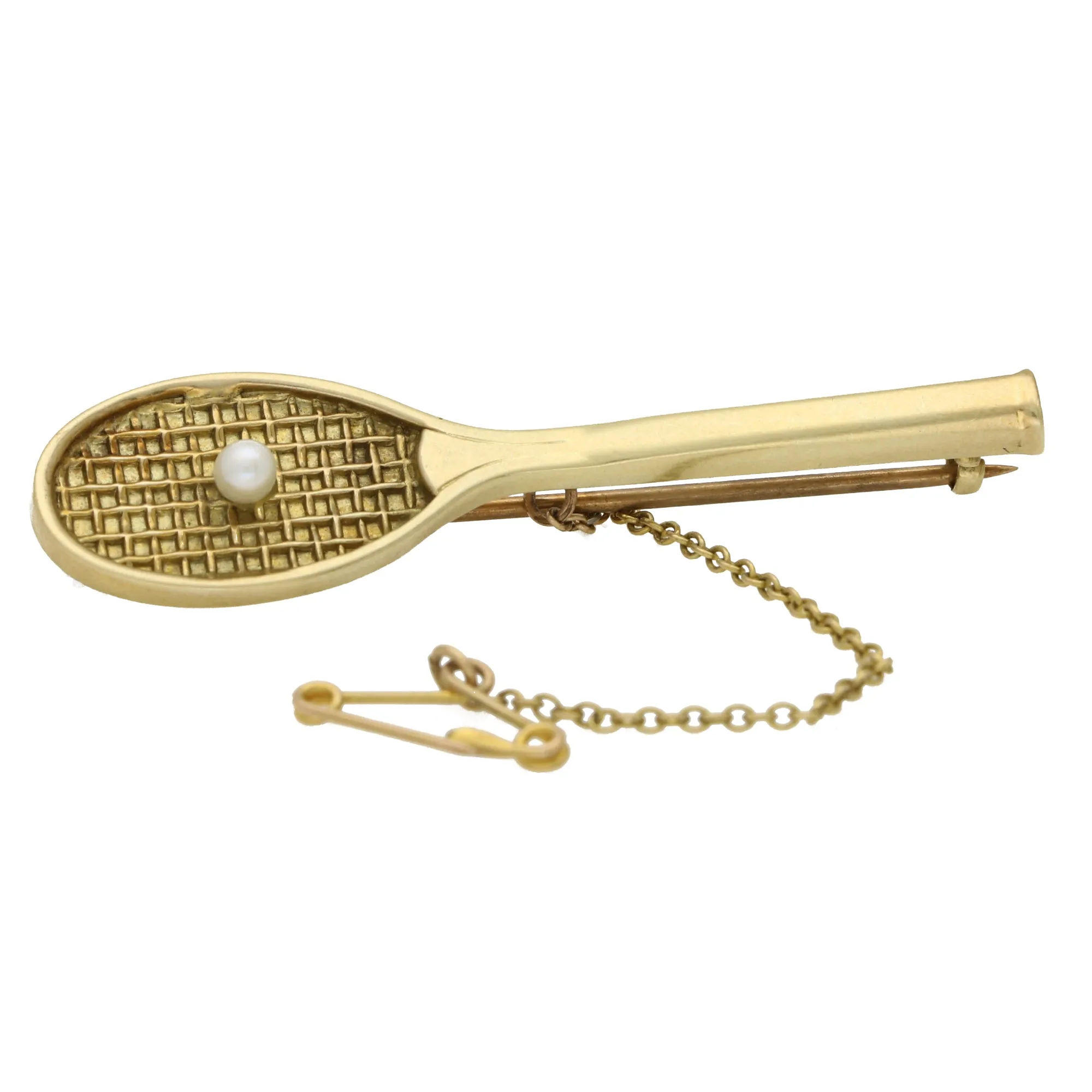 Vintage Pearl Tennis Racket Brooch