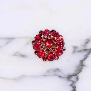 Vintage Red Rhinestone Brooch