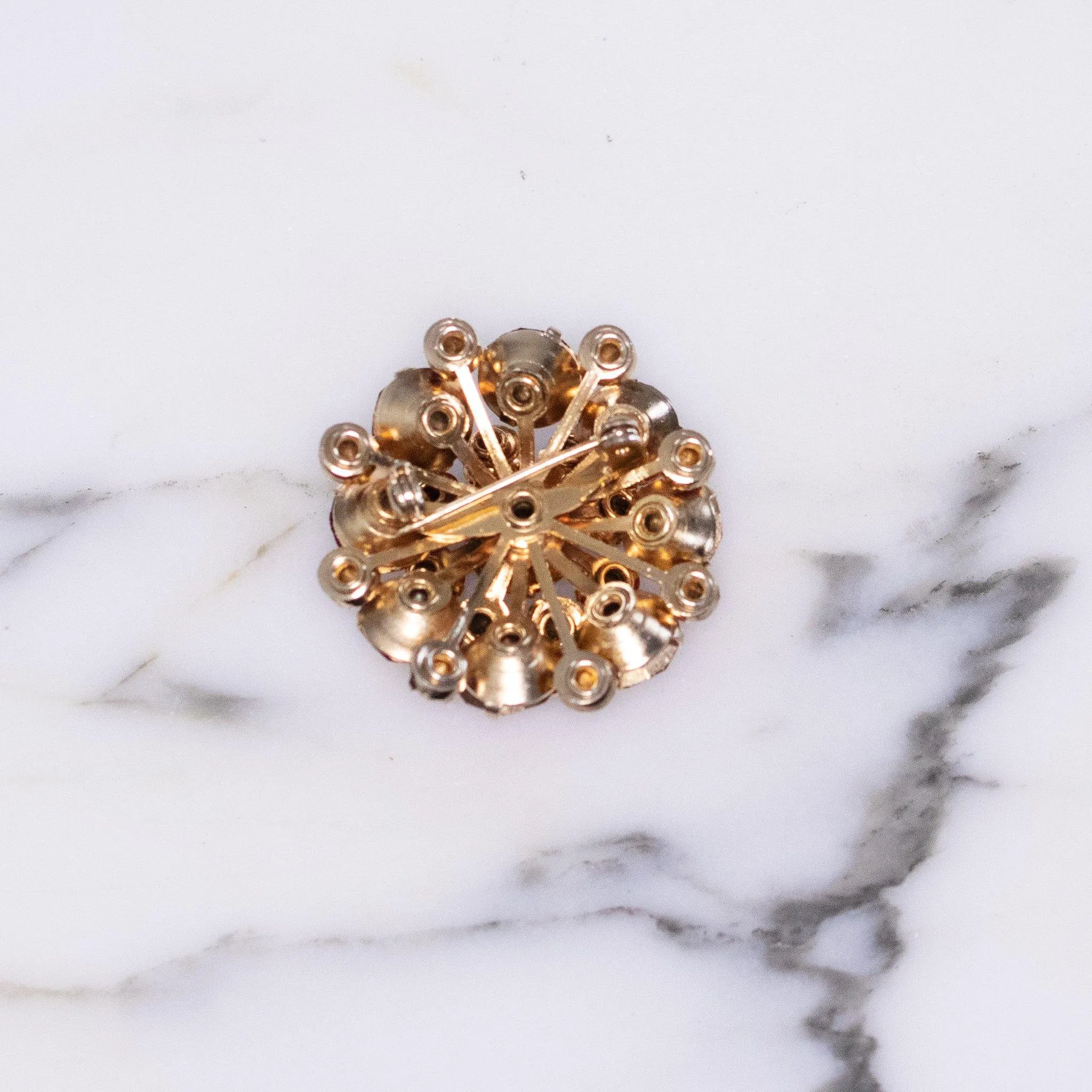 Vintage Red Rhinestone Brooch