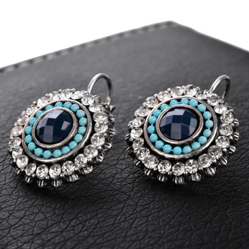 Vintage Silver Drop Earrings For Women Wedding Jewelry