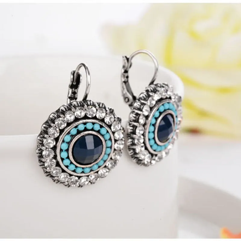 Vintage Silver Drop Earrings For Women Wedding Jewelry
