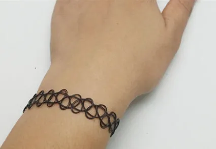 Vintage Stretchy Fishing Line Tattoo Choker Necklace For Women Gothic Rock Punk Grunge Henna Elastic Weave Collar Necklaces