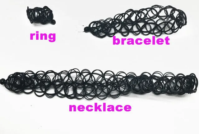 Vintage Stretchy Fishing Line Tattoo Choker Necklace For Women Gothic Rock Punk Grunge Henna Elastic Weave Collar Necklaces