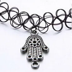 Vintage Stretchy Fishing Line Tattoo Choker Necklace For Women Gothic Rock Punk Grunge Henna Elastic Weave Collar Necklaces
