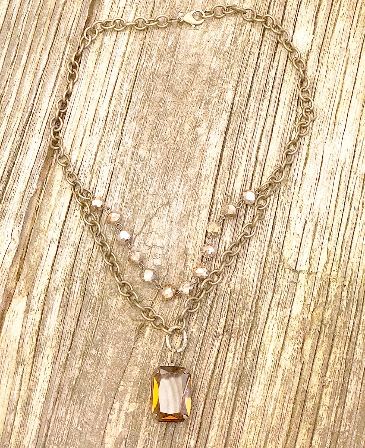 Vintage Style Crystal Pendant Necklace