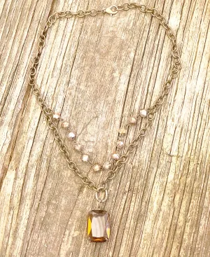 Vintage Style Crystal Pendant Necklace